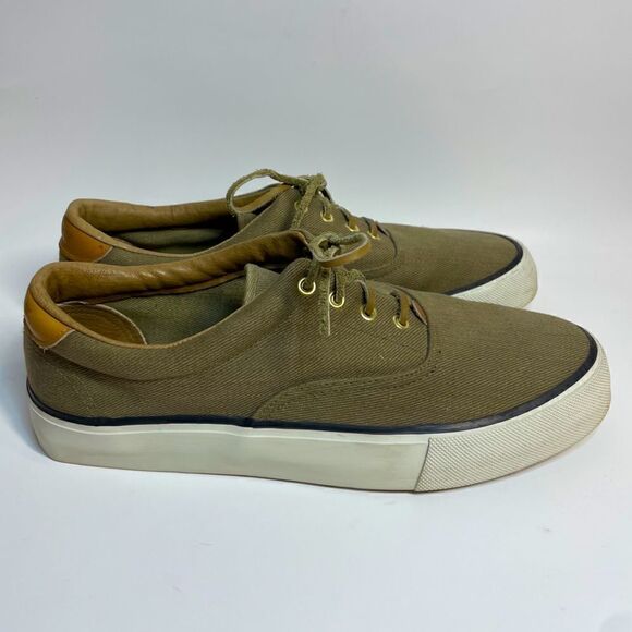 Oaktree Men’s Canvas Leather Low Top Boat Shoe Sneakers - Picture 1 of 10